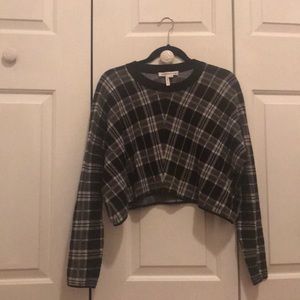Black cropped plaid sweater